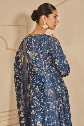 Niral Printed Silk Anarkali Set - Blue, Blue, image 4